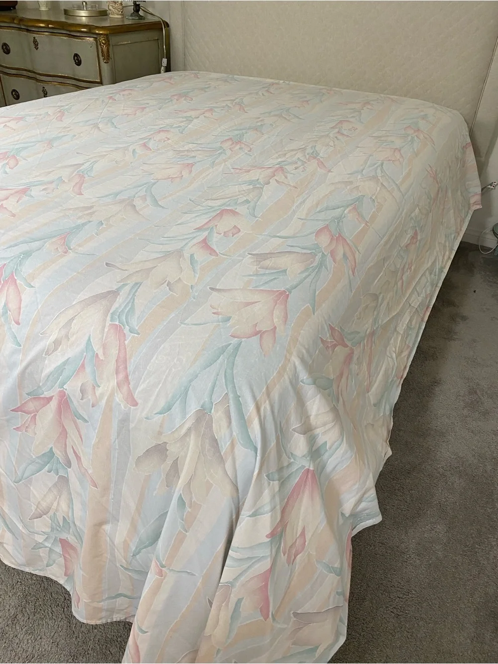 Floral Pastel Vintage Sheet Set - Soft Pink & Mint Tulips